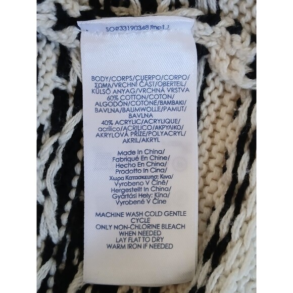 Ralph Lauren Chaps Womens Medium Black Ivory Nordic Stripe Pullover Knit Sweater - Picture 14 of 14